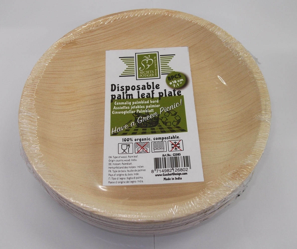 Compostable and Biodegradable Plates Disposable Palm Leaf Plates and Outdoor Parties BBQ 25 Pack Perfect for Picnics Round 9 inch 23 cm Large 100% All Natural Palm Plate Tableware