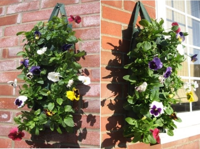 Hessian Flower Pouch bag basket wall fence hanging for geraniums petunias pansy 